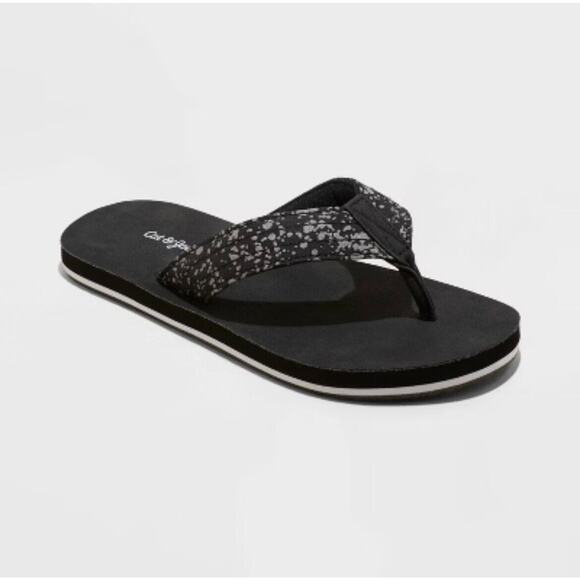 Unisex Cat & Jack Flip Flop Sandals Black Stripe Thong Open D Toe Size L 4/5 - Picture 1 of 5